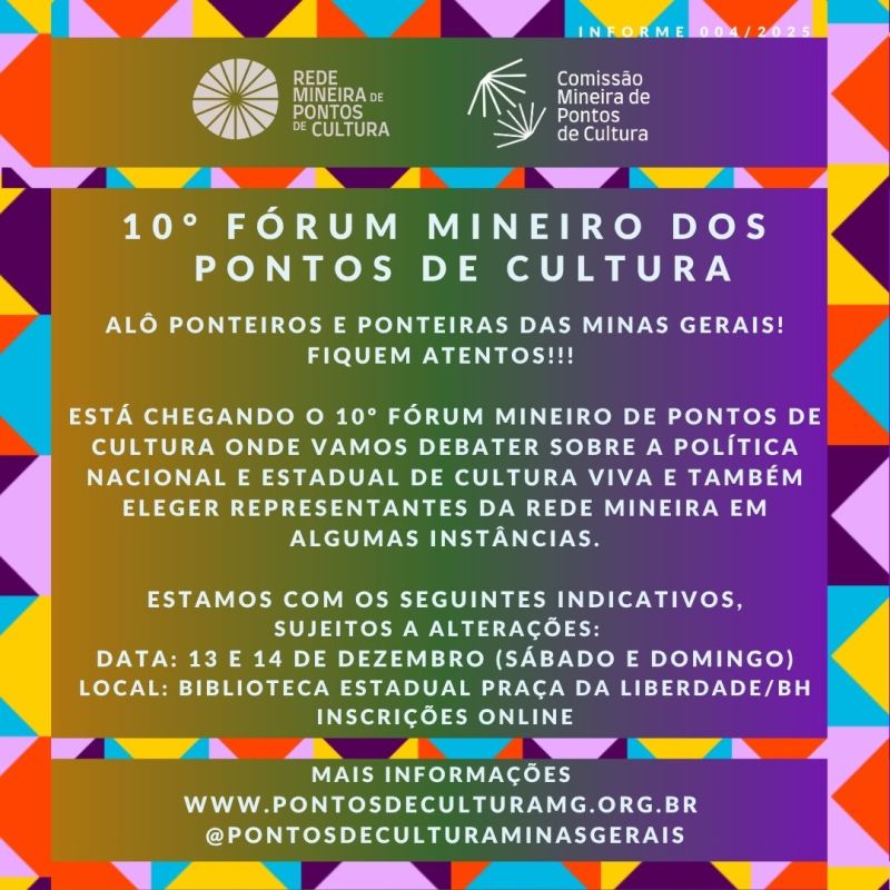 10º Fórum Estadual de Pontos de Cultura de MG