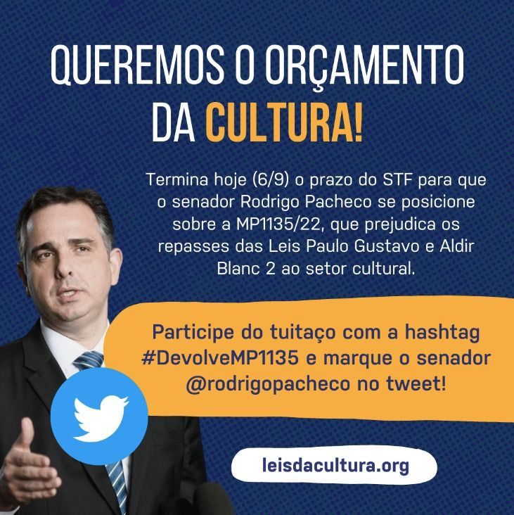 Tuitaço coloca #OrçamentodaCulturaFica em posição 13 no Twitter